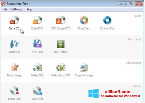 Screenshot BurnAware Free para Windows 8