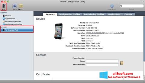 Screenshot iPhone Configuration Utility para Windows 8