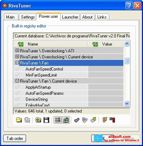 Screenshot RivaTuner para Windows 8