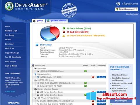 Screenshot DriverAgent para Windows 8