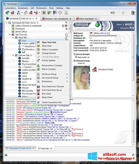 Screenshot TeamSpeak para Windows 8