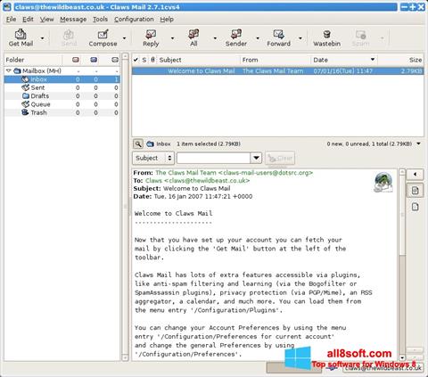 Screenshot Claws Mail para Windows 8
