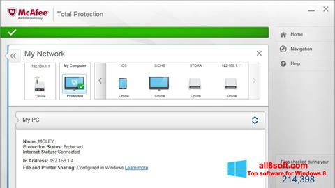 Screenshot McAfee Total Protection para Windows 8