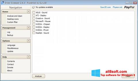 Screenshot Driver Sweeper para Windows 8