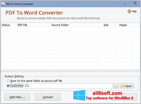 Screenshot PDF to Word Converter para Windows 8