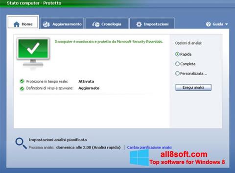Screenshot Microsoft Security Essentials para Windows 8
