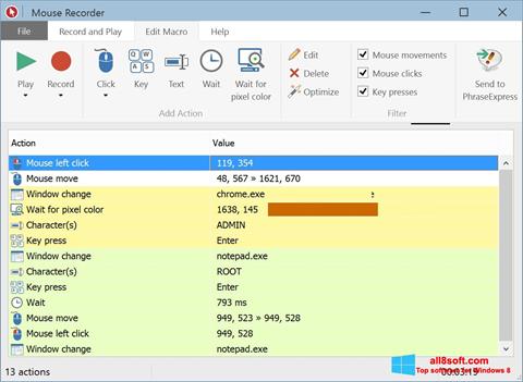 Screenshot Mouse Recorder para Windows 8