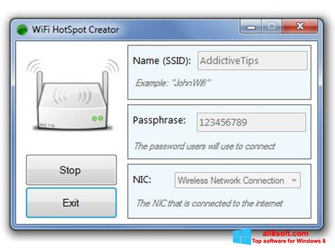 Screenshot Wi-Fi HotSpot Creator para Windows 8