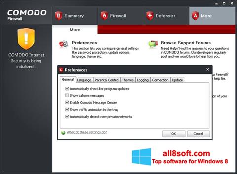 Screenshot Comodo Firewall para Windows 8