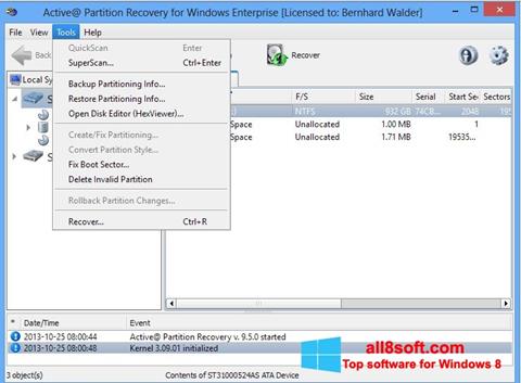 Screenshot Active Partition Recovery para Windows 8