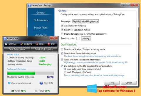 Screenshot BatteryCare para Windows 8