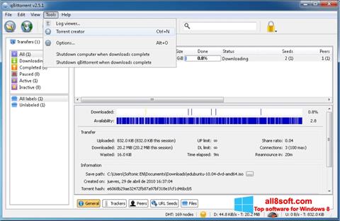 Screenshot qBittorrent para Windows 8