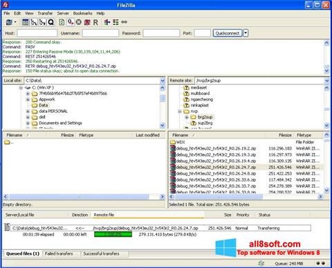 Screenshot FileZilla para Windows 8