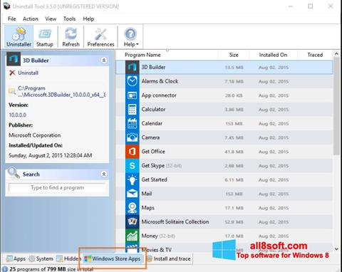 Screenshot Uninstall Tool para Windows 8