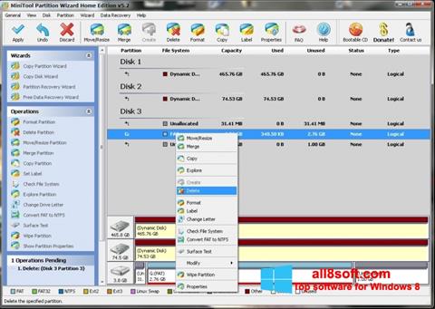 Screenshot MiniTool Partition Wizard para Windows 8