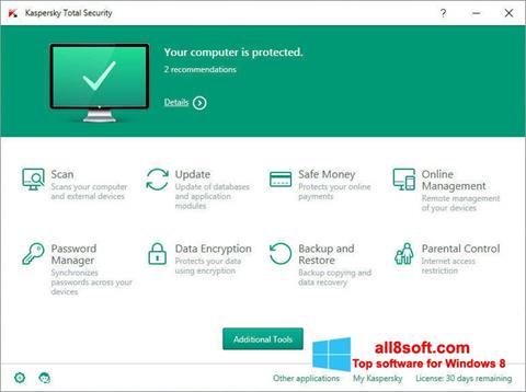 Screenshot Kaspersky Total Security para Windows 8