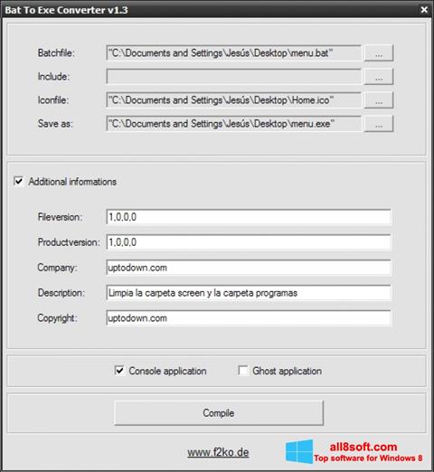 Screenshot Bat To Exe Converter para Windows 8