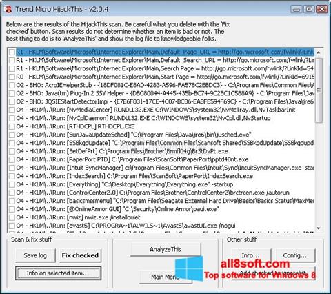 Screenshot HijackThis para Windows 8