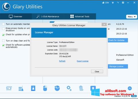 Screenshot Glary Utilities para Windows 8