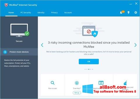 Screenshot McAfee Internet Security para Windows 8