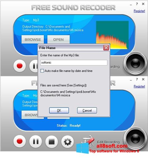 Screenshot Free Sound Recorder para Windows 8