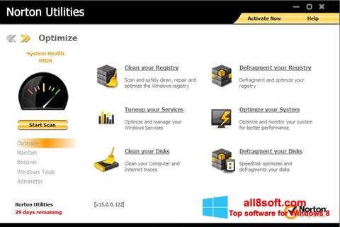 Screenshot Norton Utilities para Windows 8