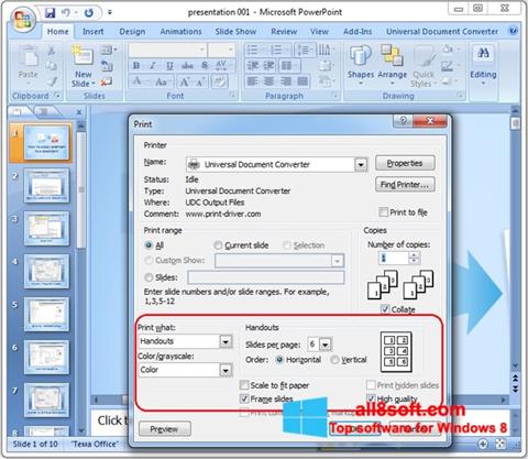 Screenshot Microsoft PowerPoint para Windows 8