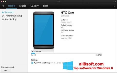 Screenshot HTC Sync para Windows 8