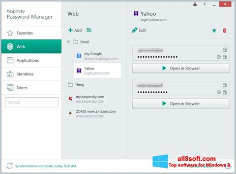 Screenshot Kaspersky Password Manager para Windows 8