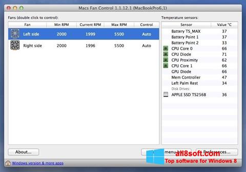 Screenshot Macs Fan Control para Windows 8