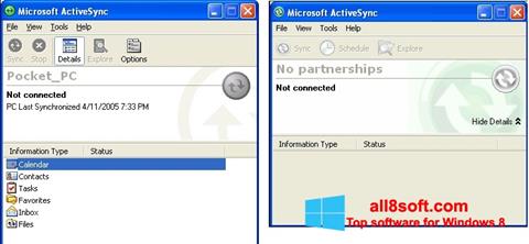 Screenshot Microsoft ActiveSync para Windows 8