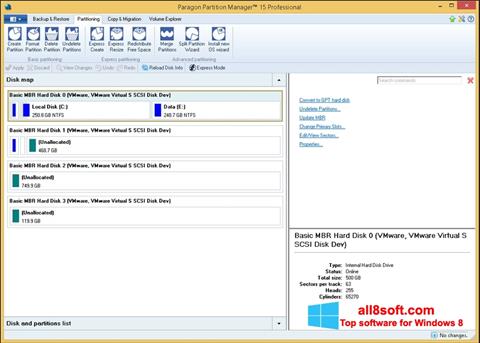 Screenshot Paragon Partition Manager para Windows 8