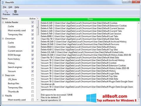 Screenshot BleachBit para Windows 8