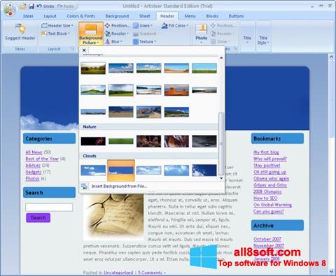Screenshot Artisteer para Windows 8