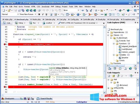 Screenshot phpDesigner para Windows 8