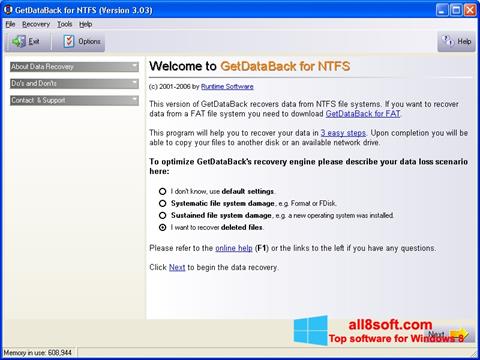 Screenshot GetDataBack para Windows 8