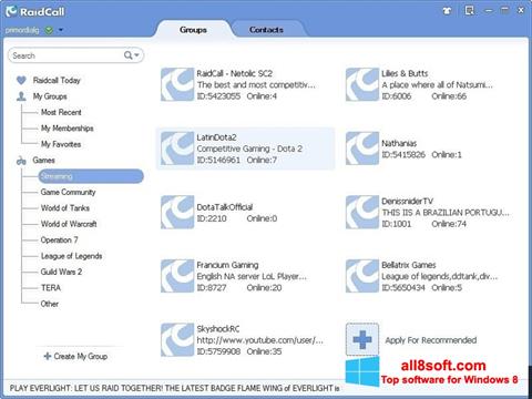Screenshot RaidCall para Windows 8