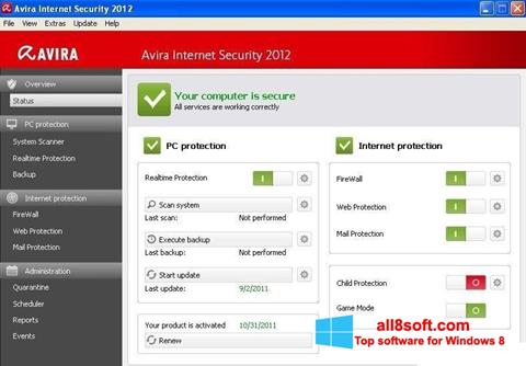 Screenshot Avira Internet Security para Windows 8