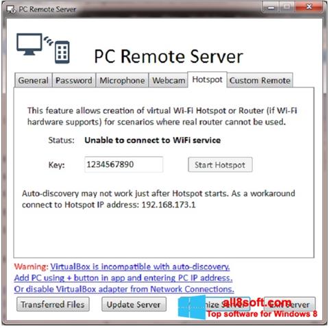 Screenshot PC Remote Server para Windows 8