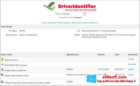 Screenshot Driver Identifier para Windows 8