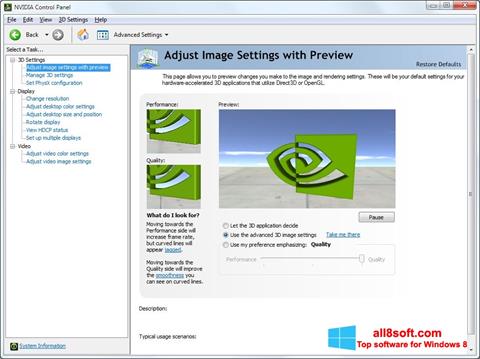 Screenshot NVIDIA ForceWare para Windows 8