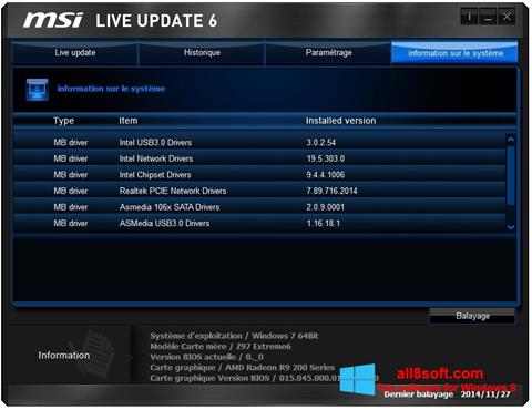 Screenshot MSI Live Update para Windows 8